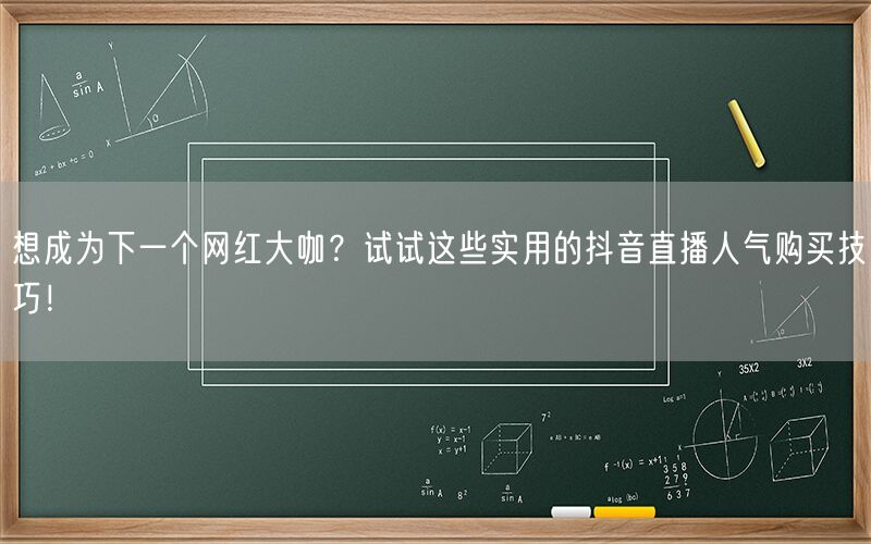 想成为下一个网红大咖？试试这些实用的抖音直播人气购买技巧！