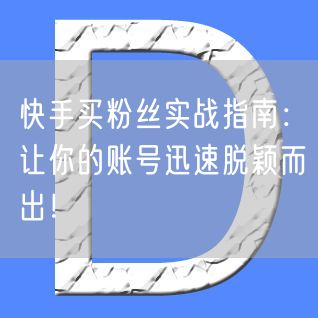 快手买粉丝实战指南：让你的账号迅速脱颖而出！